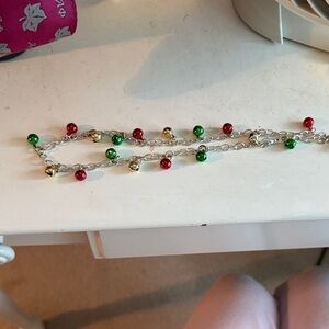 Festive Red, Green, and Gold jingle bell  Necklace